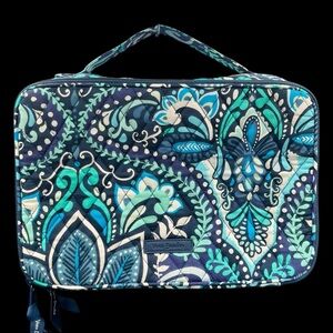 Vera Bradley Blue Island Medallion Large Blush & Brush Makeup Case
